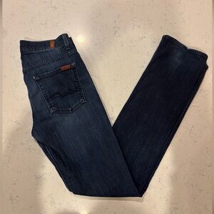 7 For All Mankind High Waist Straight Leg Denim Jeans size 27 with 32” inseam
